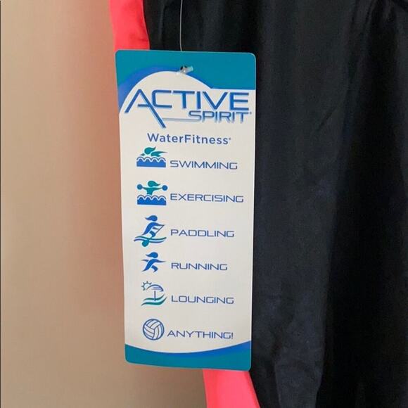 Chlorine Resistant Women’s Pink & Black Scoop Neck 1 Piece - Picture 6 of 12